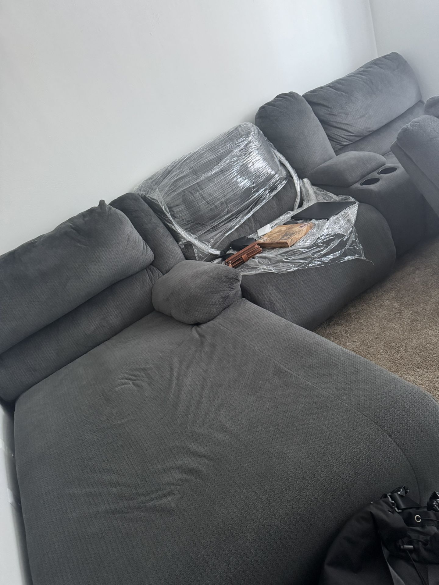 Oversized Plush Grey Sofa