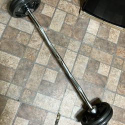 Curl Bar With 20lb Each Side And Clamps 