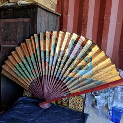 MID-CENTURY LARGE ORIENTAL WALL FAN
