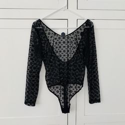 Victoria Secret Black Floral Mesh Bodysuit