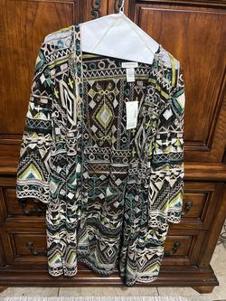 NWT Catherines 2X Embroidered Mesh Open Front Cardigan Southwestern Boho Jacket Plus Size