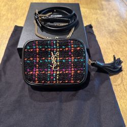 YSL Multicolor Tweed Baby Lou Waist Belt Bag Crossbody Shoulder Bag