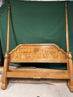 Beautiful Burlwood  Solid Wood 4 - Poster Bed