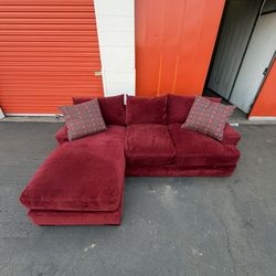 Jonathan Louis Red Velvet Sectional – Reversible Chaise