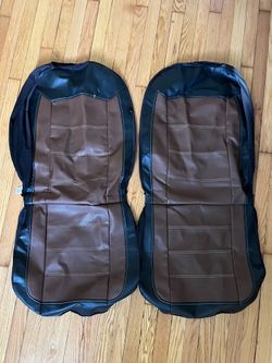 ProElite Black Brown Low Back Faux Leather Car Seat Covers 2 Piece Set