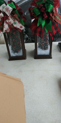 Christmas lanterns with lights.