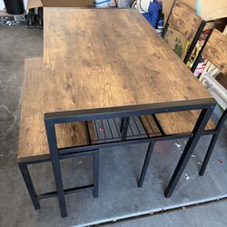 Black and wooden small dining table