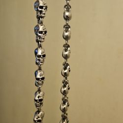 Stainless Steel Vintage Chain And Bracelet Skullhead Style. 24" 8" Stewart&Nellis Pick Up 