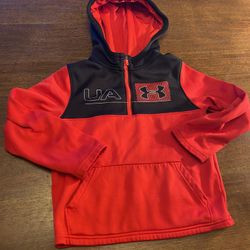 Under Armour Youth Small red black Hoodie 1/4 Zip up 