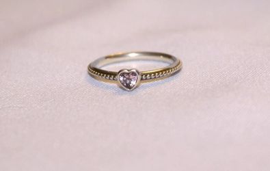 Authentic Pandora sterling silver pink delicate heart ring