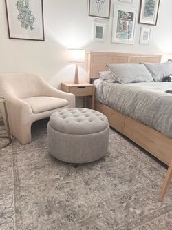 Chairker 25-Inch Round Tufted Storage Ottoman – Gray