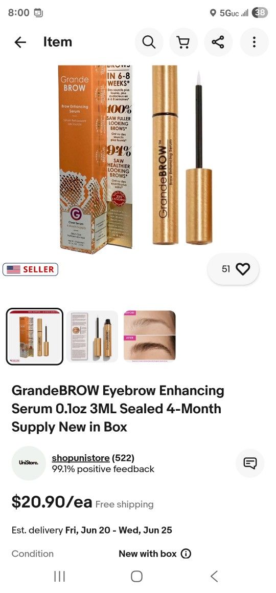 GRANDE BROW SERUM! 2 NEW UNOPENED BOXES!