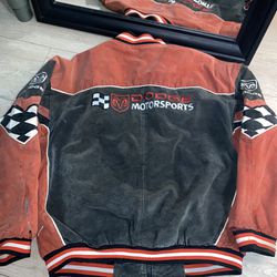 Rare Vintage / Y2K Checkered Dodge Racing Suede Jacket 