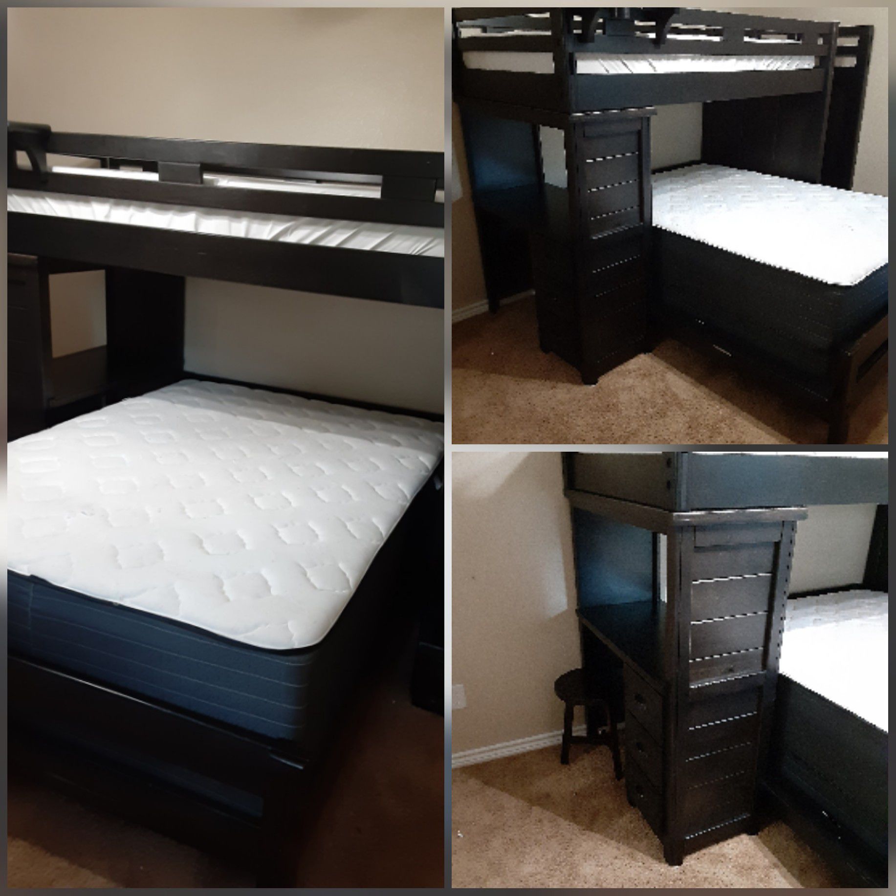 Twin over full bunk bed with desk