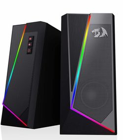 Speakers, 2.0 Channel PC Computer Stereo Speaker With 6 Colorful LED Modes, Enhanced Sound And Easy-Access Volume Control, USB Powered W/ 3.5mm Cable
