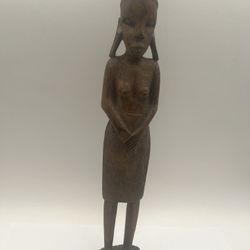 Hand Carved African Wooden Statue. Height: 11.25”