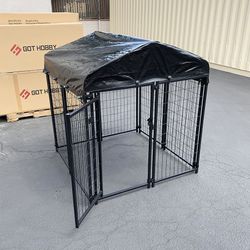 (NEW) $170 Heavy Duty Kennel with Cover Dog Cage Crate Pet Playpen (4’L x 4’W x 4.5’H)