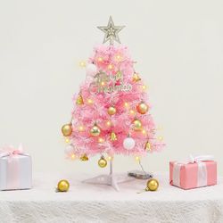 24" Pink Christmas Tree with Decorations
