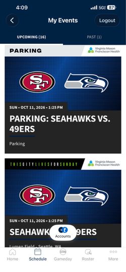 Seahawks vs 49ers with Parking