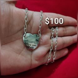 925 Sterling Silver Necklace/Collar Con Dije De Corazón De Plata 925 
