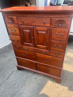 Cherry Wood Tall Dresser with Cabinet