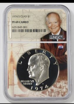 1974-S Eisenhower Dollar High Grade! NGC Proof 69 CAMEO