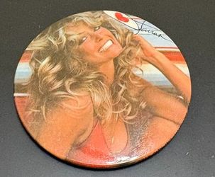 Vintage Farrah Fawcett Red Swimsuit Pinback Button