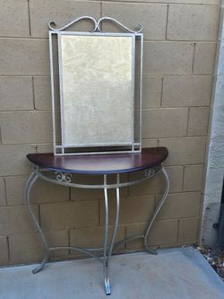 Elegant Half Moon Entry Table with Matching Mirror