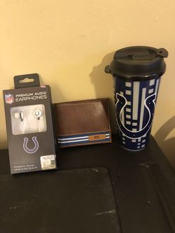 Indianapolis Colts earphones cup and leather wallet