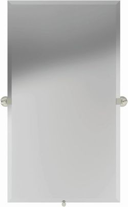 Ginger Columnar 20" x 36" Frameless Wall Mounted Bathroom Vanity Beveled Mirror, Satin Nickel - 4542/SN