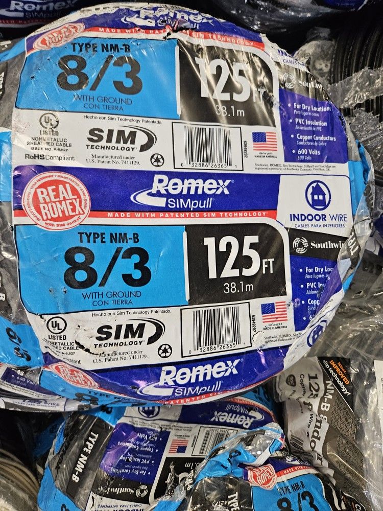 Romex 8/3 125ft Indoor Wire