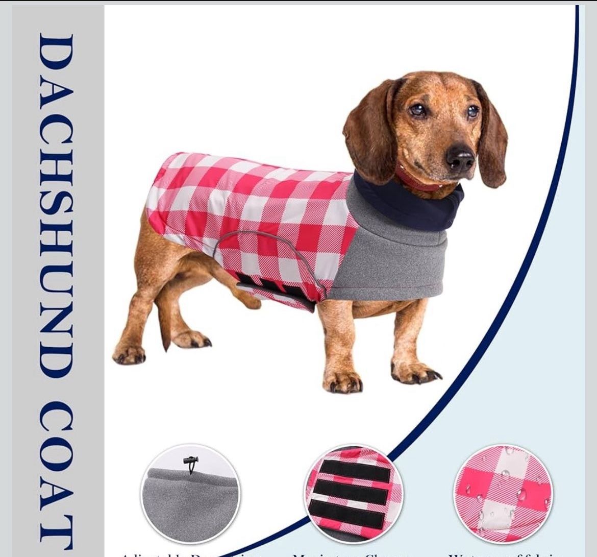 Dog Winter Coat,Dachshund Clothes,Waterproof Miniature Dachshund Jacket,Small Dog Coat with Harness Hole,Dachshund Jumper with Turtle Neck,Pet Dog Clo