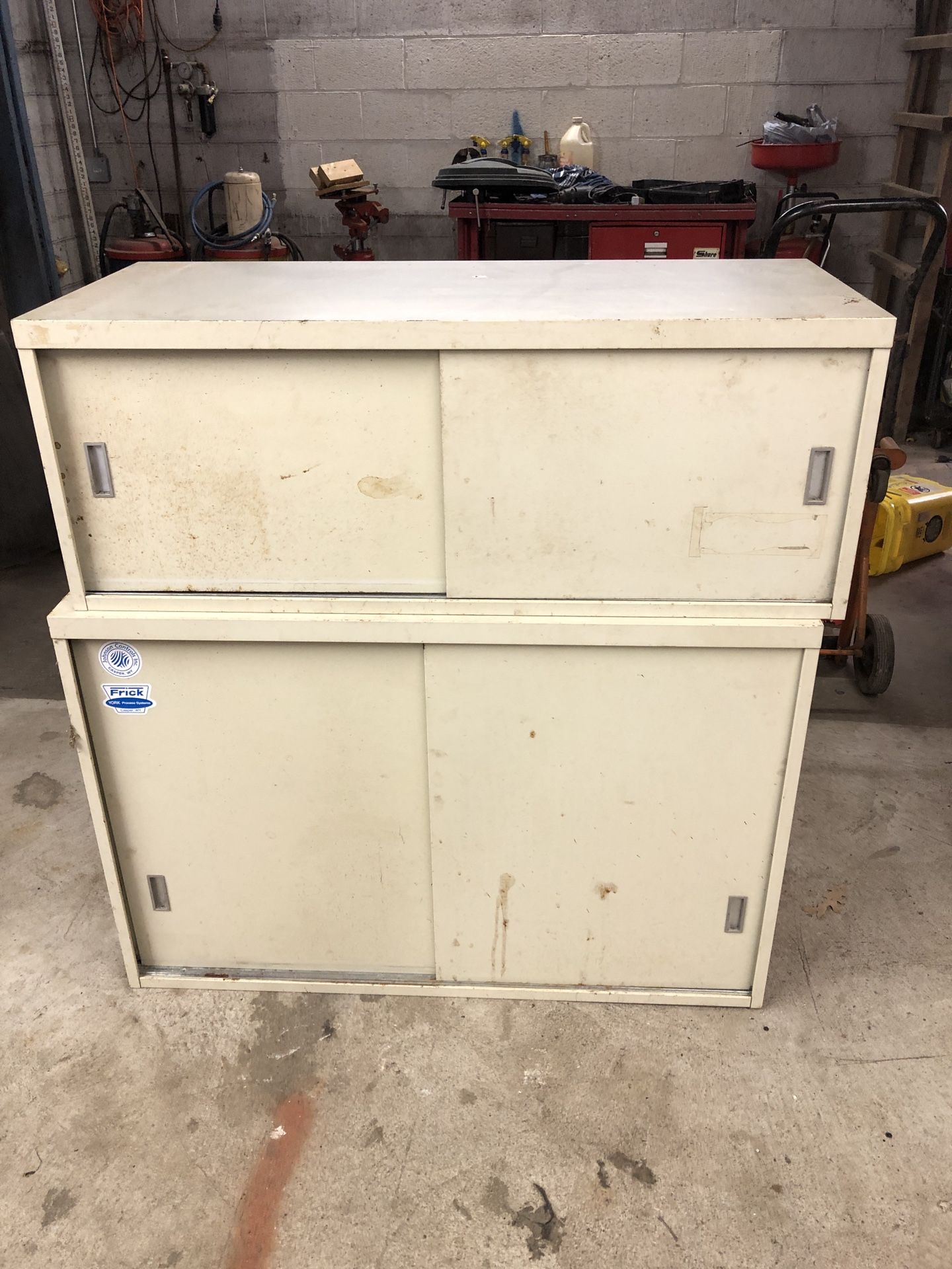 Vintage industrial heavy metal garage office cabinets steel