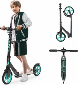 WAYPLUS Kick Scooter for Ages 6+,Kid, Teens & Adults. Max Load 240 LBS. Foldable, Lightweight, 8IN Big Wheels for Kids, Teen and Adults, 4 Adjustable 