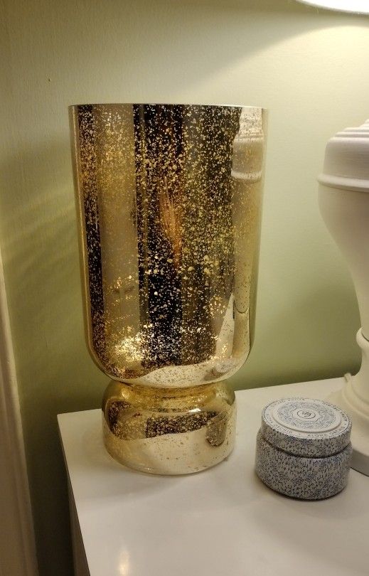 Mercury Glass Hurricane Candle Holder