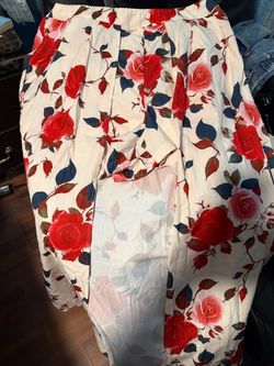 Floral Rose Print Midi Skirt