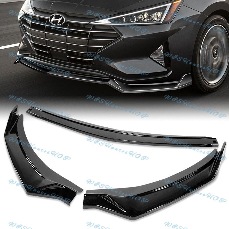 For 2019-2020 Hyundai Elantra Sedan Painted Black Front Bumper Body Spoiler Lip -(2-PU-324-PBK