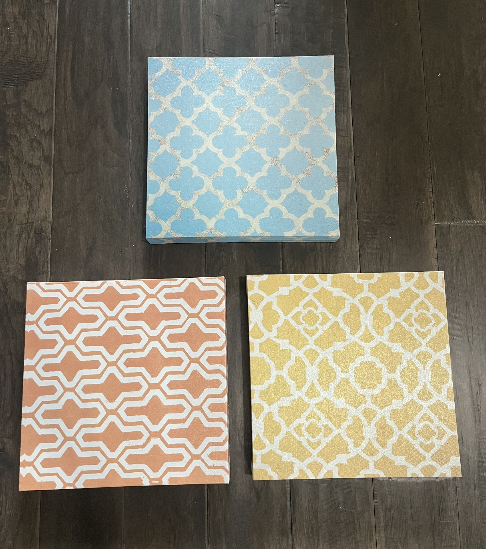 Pack of 3 Canvas Wall Art 12x12”