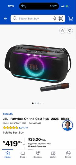 JBL PartyBox On-the-Go 2 Plus Bluetooth Speaker