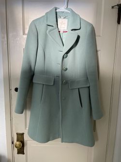 Teal Kate Spade Coat, Size XS, Wool And Faux Fur Collar (detachable)