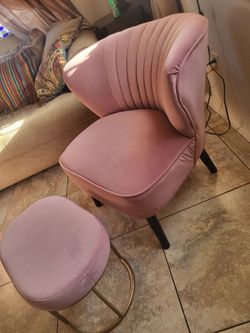 CUI LUI DESIGNS BLUSH ACCENT CHAIR AND FOOT STOOL