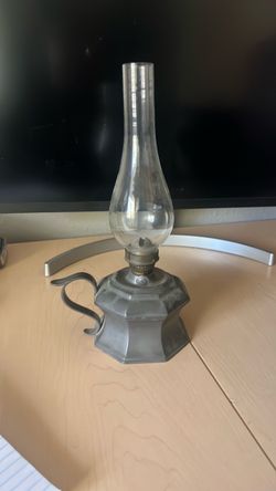 Vintage pewter style oil lamp made in Italy