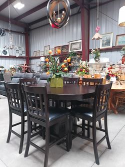 Counter Height Dining Table Set with Six Chairs