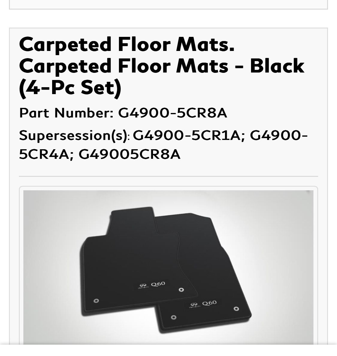 Infinity Q60 Floor Mats