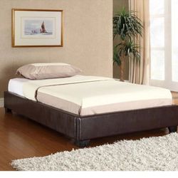 Twin Size Platform Bed Faux Leather