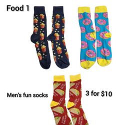 Men's Fun Socks - 3 For $10 - Food 1