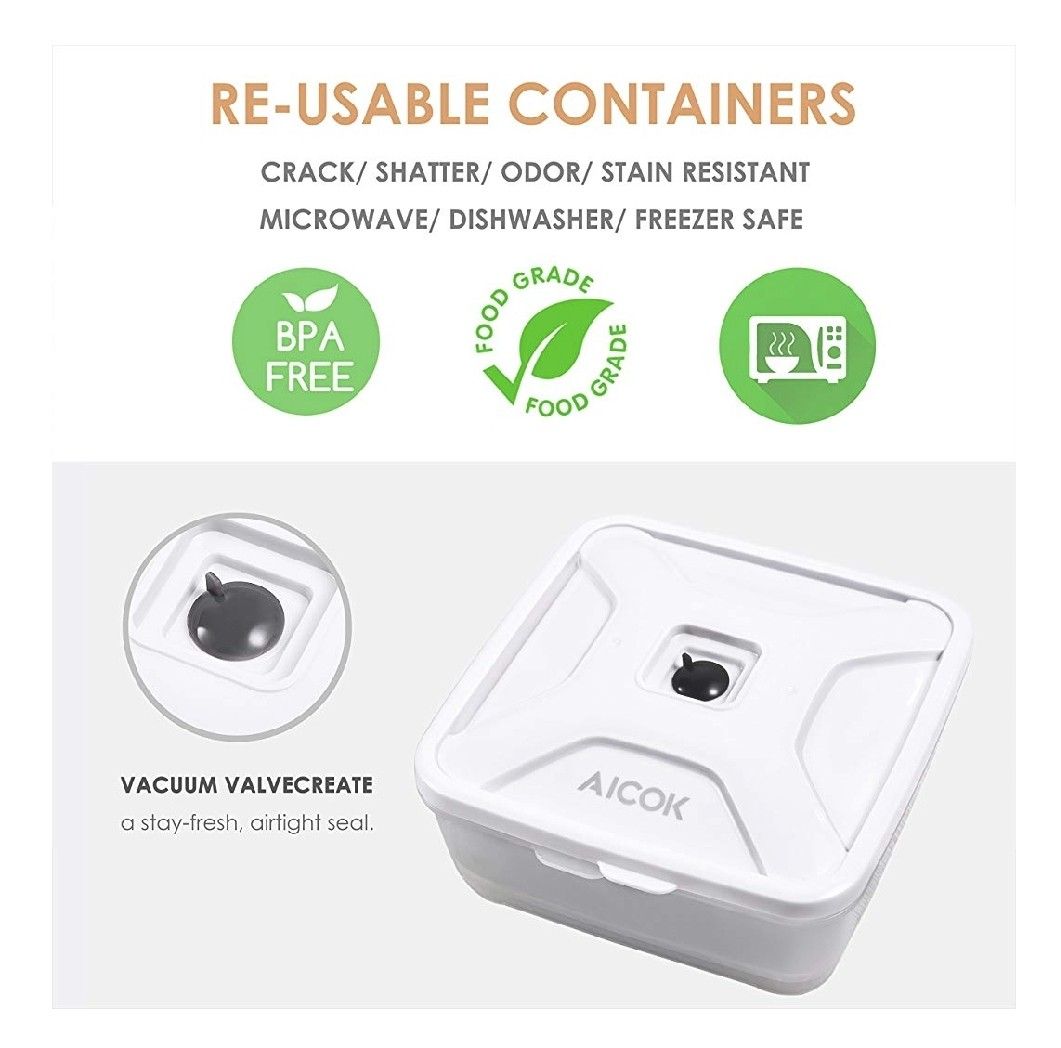 Food Storage Container Compatible with All Most of Vacuum Sealers