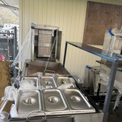 24 In Plancha  Con 6 Contenedores  Trompo Para Pastor  Y Mesa Para Los Platos