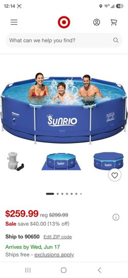 SWIMMING POOL  SUNRIO FRAME POOL 12FT ×33IN WITH FILTER PUMP AND FLOOR COVER