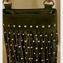 Ladies Leather Fringe Studded Fanny Pack 